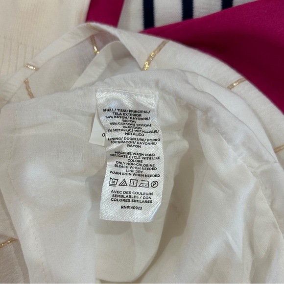 NWT LOFT Shimmer Stripe Crinkle Bow Back Halter Top Size L/12 - Picture 6 of 11